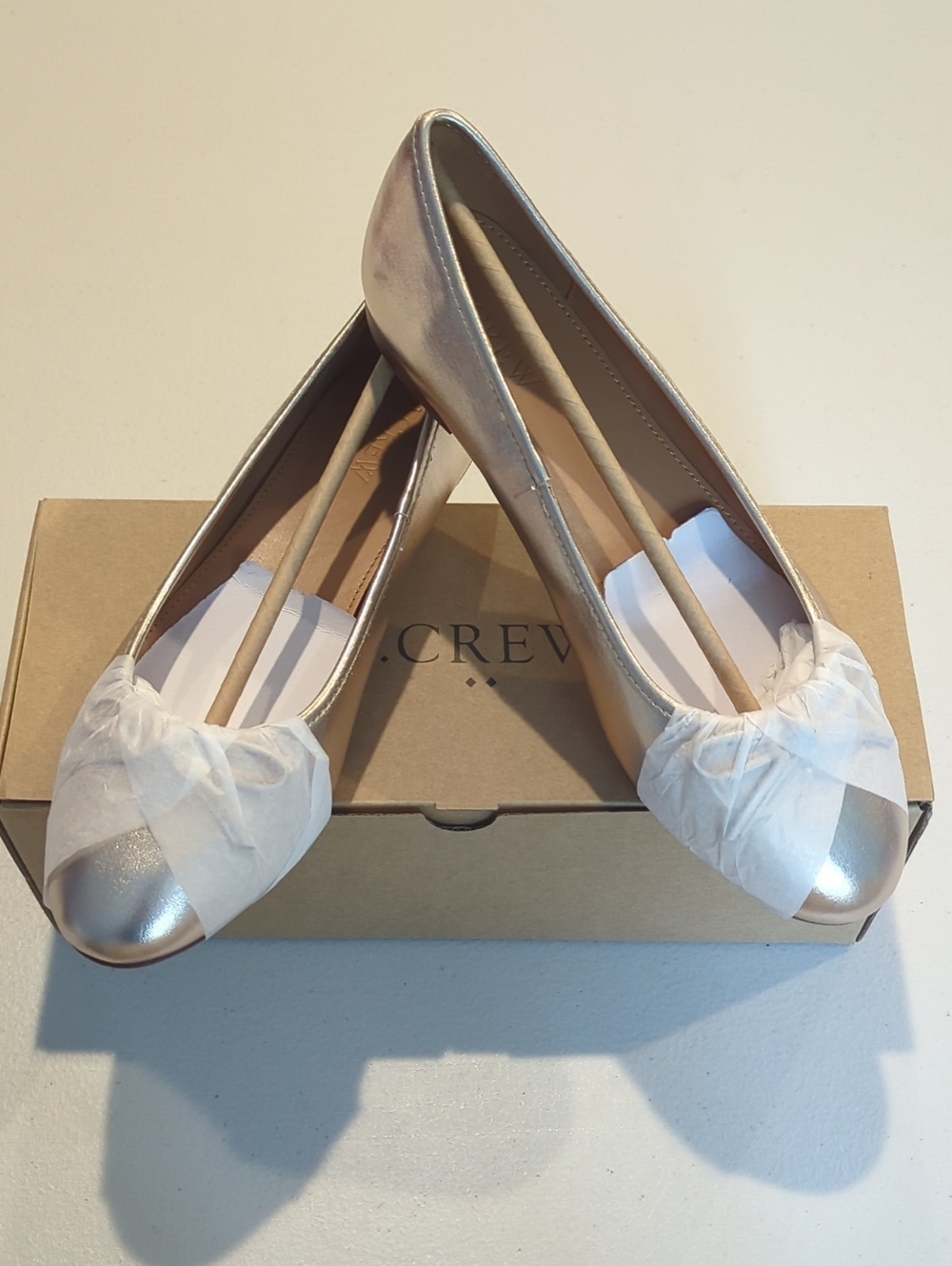 NWT/NIB J. Crew Ballet Flats in Metallic Rose Gold